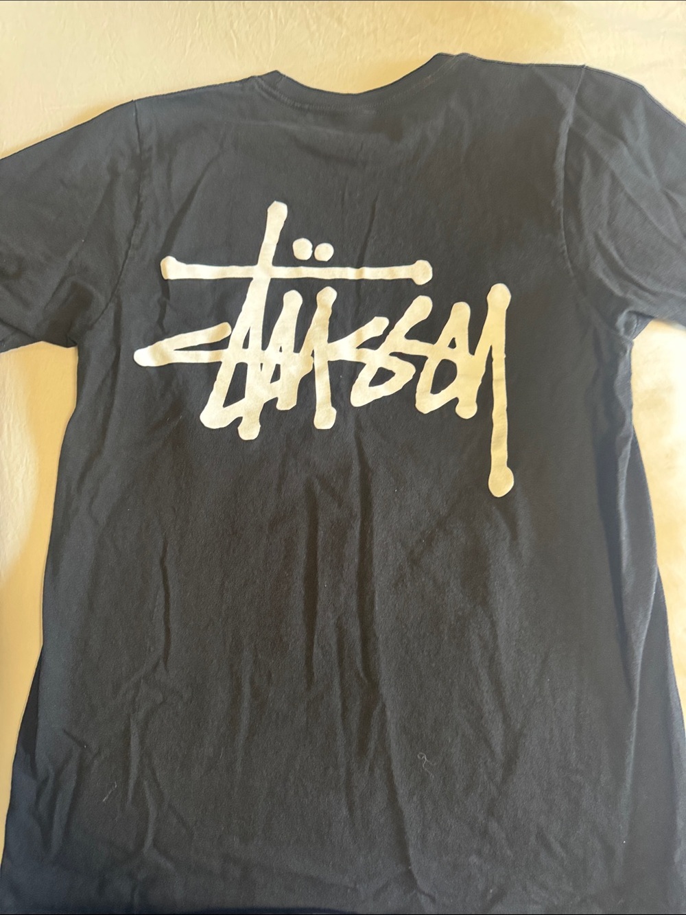 Stussy Black Tee with White Signature Logo - Short Sleeve Kids